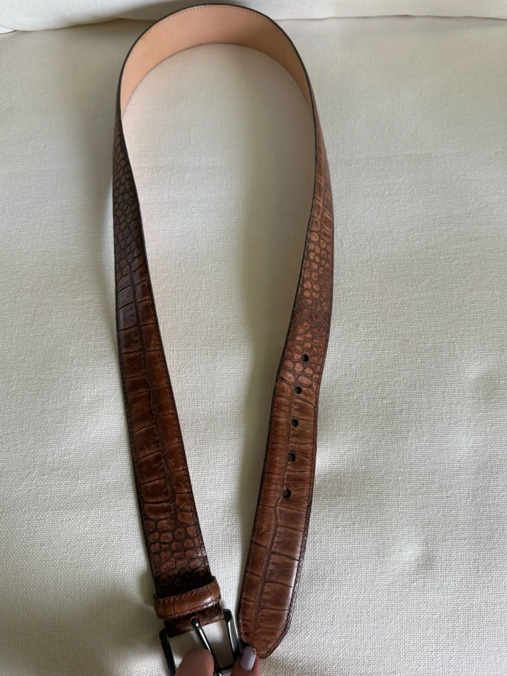 MARTIN DINGMAN ALLIGATOR GRAIN Saddle Leather Belt Size 90/36